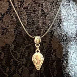 Alien Head Rush Necklace with Saturn-like Planetary Charm For Back of Your Neck